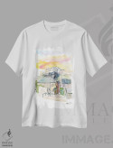 تیشرت سفید طرح دار – تیشرت منظره ,نمای خیابان ادینبورگ اسکاتلند همراه با قلعه در غروب اثر مارکوس و مارتینا بلیشنر فروشگاه ایماژ