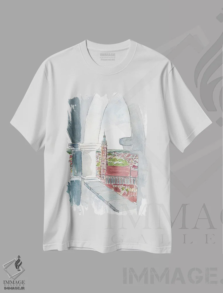 تیشرت سفید طرح دار – تیشرت آبرنگی ,"نمای لندشوت از تراس تراوسنیز سولر همراه با سنت مارتین" اثر مارکوس و مارتینا بلیشنر immage.ir
