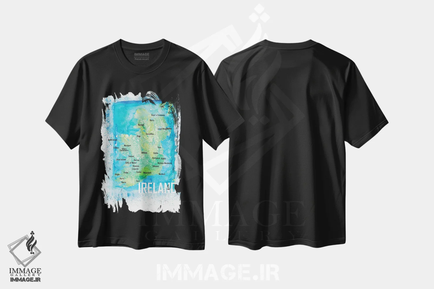 تیشرت مشکی طرح دار – تیشرت هنری ,نقشه ایرلند اثر مارکوس و مارتینا بلیشنر فروشگاه ایماژ