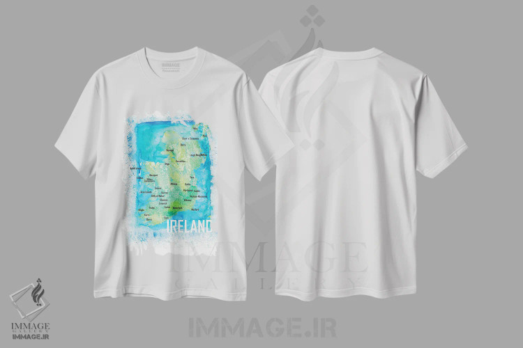 تیشرت سفید طرح دار – تیشرت هنری ,نقشه ایرلند اثر مارکوس و مارتینا بلیشنر immage.ir