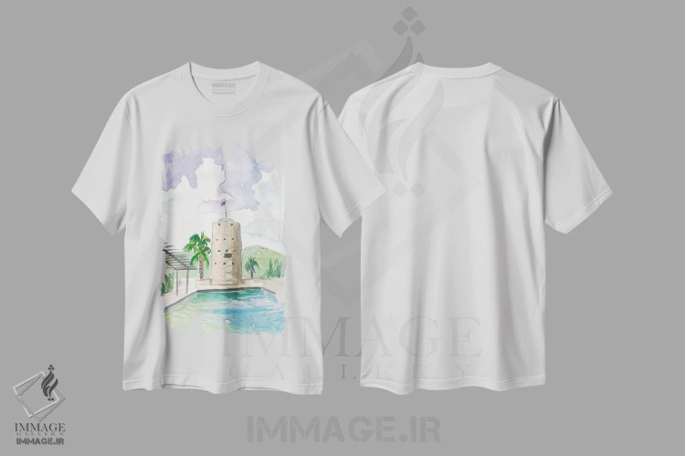 تیشرت سفید طرح دار – تیشرت کارائیب ,نمای شارلوت آمالی سنت توماس با برج بلک برد اثر مارکوس و مارتینا بلیشنر فروشگاه ایماژ
