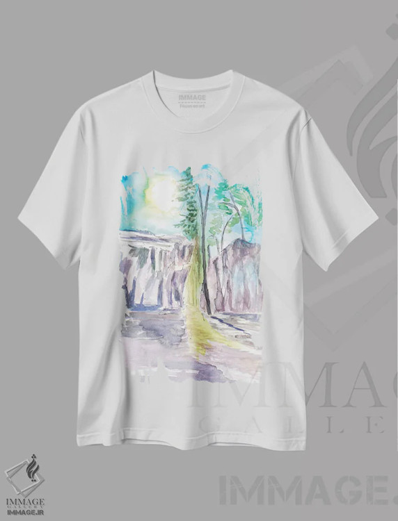 تیشرت سفید طرح دار – تیشرت طبیعت ,"مسیر پیاده روی ازارک" اثر مارکوس و مارتینا بلیشنر فروشگاه ایماژ