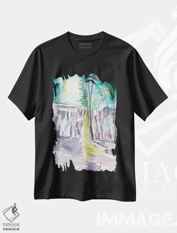 تیشرت مشکی طرح دار – تیشرت طبیعت ,"مسیر پیاده روی ازارک" اثر مارکوس و مارتینا بلیشنر immage.ir