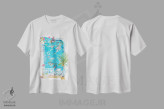 تیشرت سفید طرح دار – تیشرت استوایی ,"نقشه سفر مصور تونگا، پولینزی با نکات برجسته گردشگری" اثر مارکوس و مارتینا بلیشنر فروشگاه ایماژ