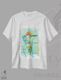 تیشرت سفید طرح دار – تیشرت نقشه ,"پوستر نقشه سفر ایالت ورمونت، آمریکا" اثر مارکوس و مارتینا بلیشنر فروشگاه ایماژ