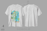 تیشرت سفید طرح دار – تیشرت طبیعت ,"نقشه تصویری سفر بلیز کارائیب با جاده ها و نقاط دیدنی" اثر مارکوس و مارتینا بلیشنر immage.ir