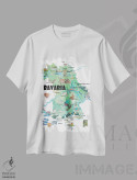 تیشرت سفید طرح دار – تیشرت هنری ,نقشه مصور سفر باواریا آلمان با جاده ها و نکات گردشگری اثر مارکوس و مارتینا بلیشنر فروشگاه ایماژ