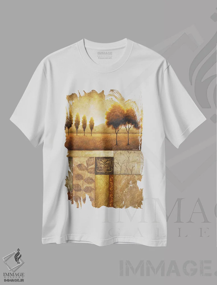 تیشرت سفید طرح دار – تیشرت هنری مینیمال ,"نمای دشت I" اثر مایکل مارکون immage.ir