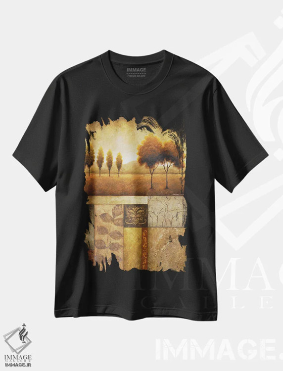 تیشرت مشکی طرح دار – تیشرت هنری مینیمال ,"نمای دشت I" اثر مایکل مارکون فروشگاه ایماژ