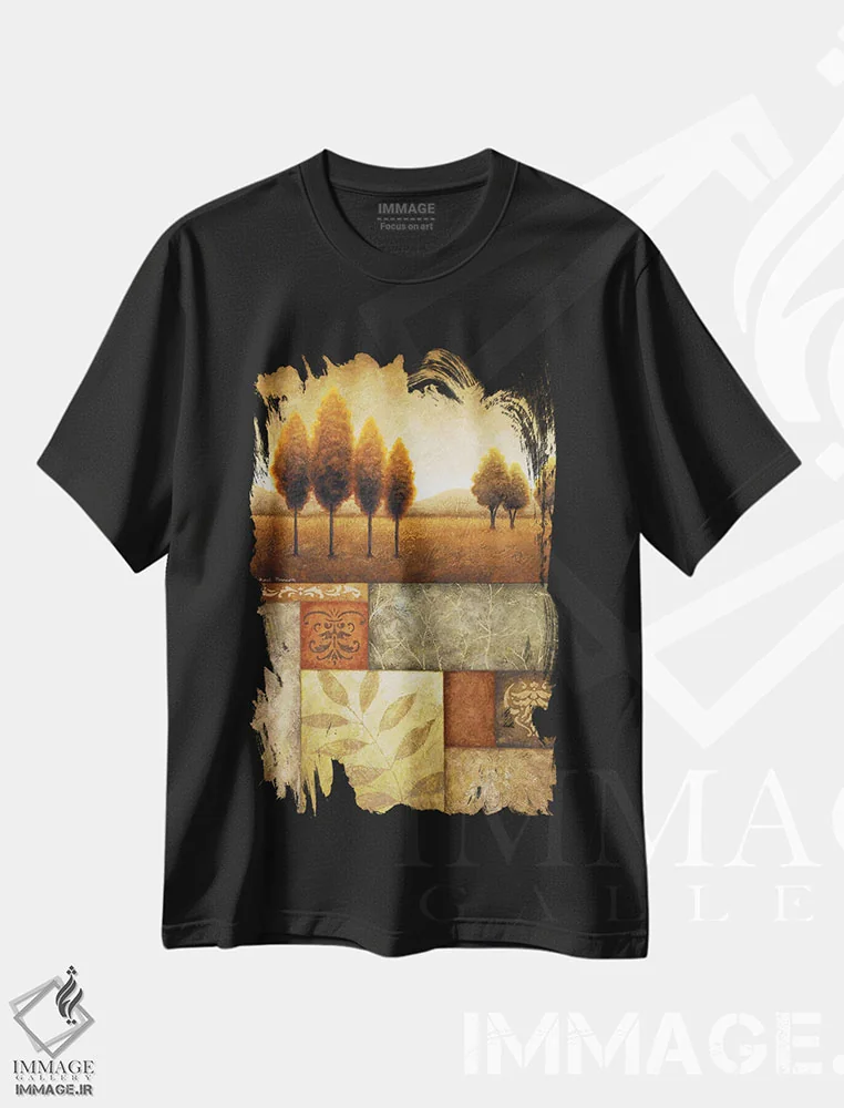 تیشرت مشکی طرح دار – تیشرت طبیعت نگارانه ,"نمای دشت II" اثر مایکل مارکون immage.ir