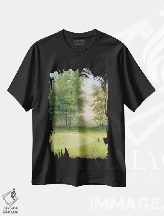 تیشرت مشکی طرح دار – تیشرت ورزشی ,"آماکوی سبز I" اثر مایکل مارکون immage.ir