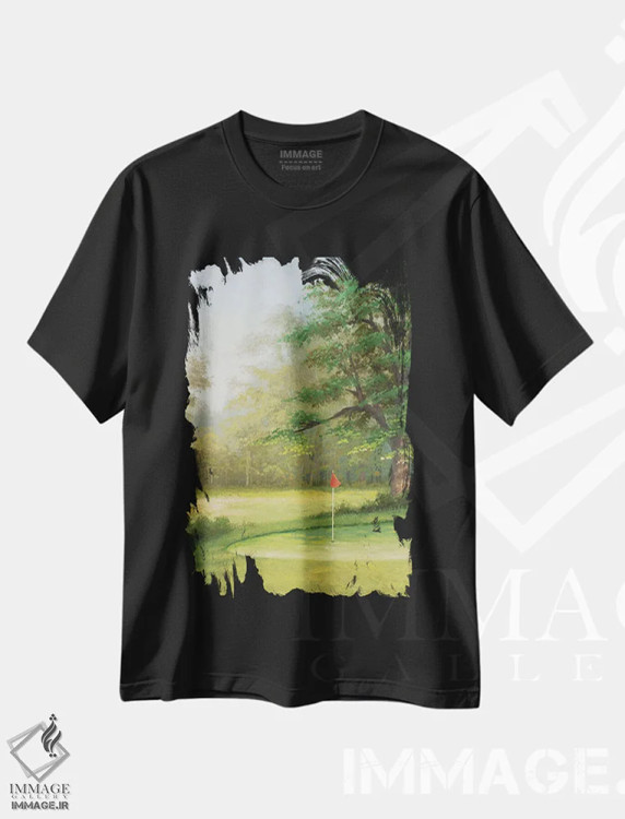 تیشرت مشکی طرح دار – تیشرت طبیعت ,"آماکوی سبز II" اثر مایکل مارکون فروشگاه ایماژ