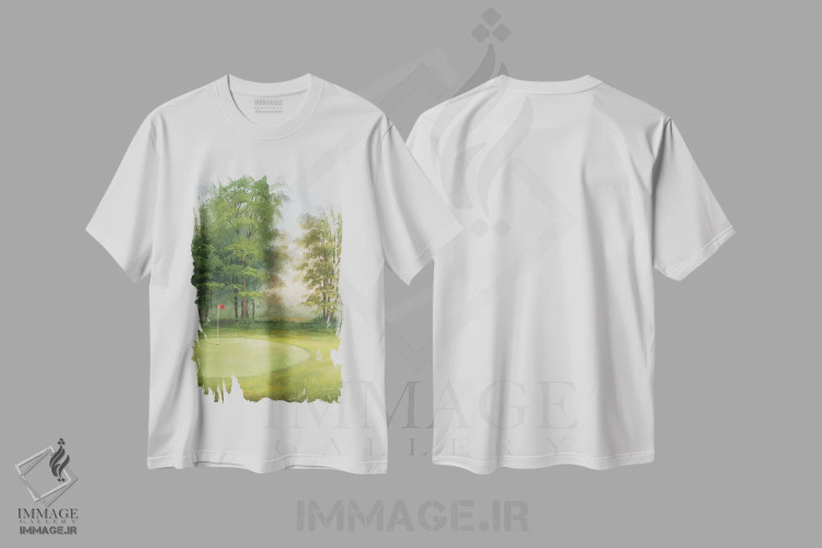 تیشرت سفید طرح دار – تیشرت ورزشی ,"آماکوی سبز I" اثر مایکل مارکون فروشگاه ایماژ