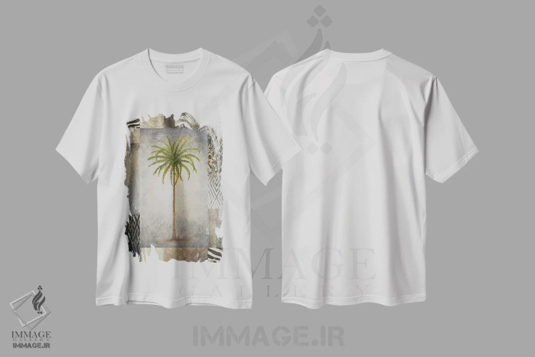 تیشرت سفید طرح دار – تیشرت طبیعت ,"نخل آفتاب II" اثر مایکل مارکون immage.ir