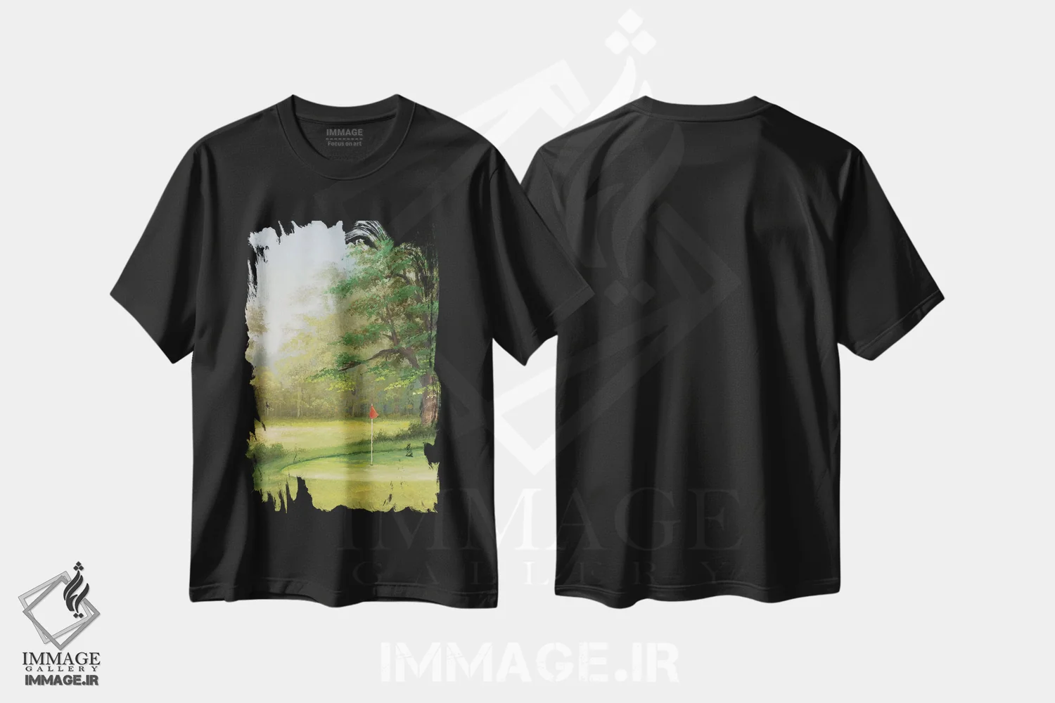 تیشرت مشکی طرح دار – تیشرت طبیعت ,"آماکوی سبز II" اثر مایکل مارکون فروشگاه ایماژ