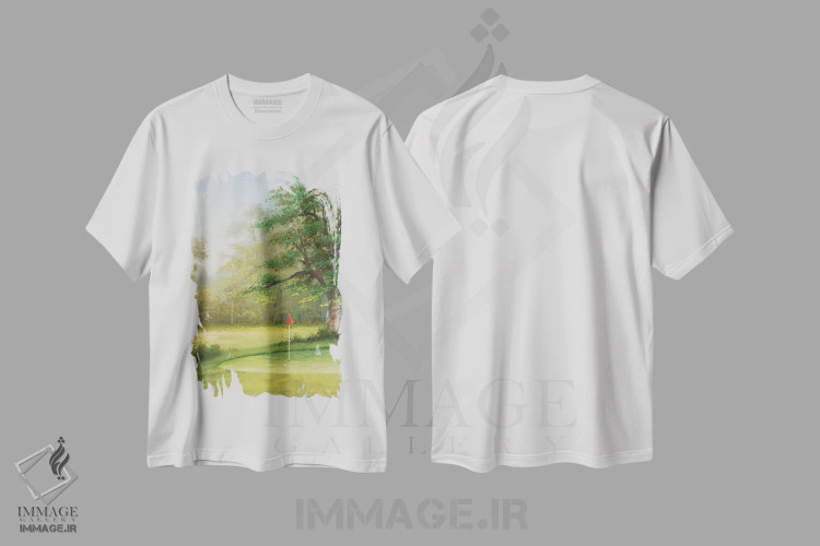 تیشرت سفید طرح دار – تیشرت طبیعت ,"آماکوی سبز II" اثر مایکل مارکون immage.ir