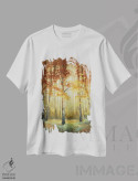تیشرت سفید طرح دار – تیشرت طبیعت ,"درخشش جنگل II" اثر مایکل مارکون immage.ir