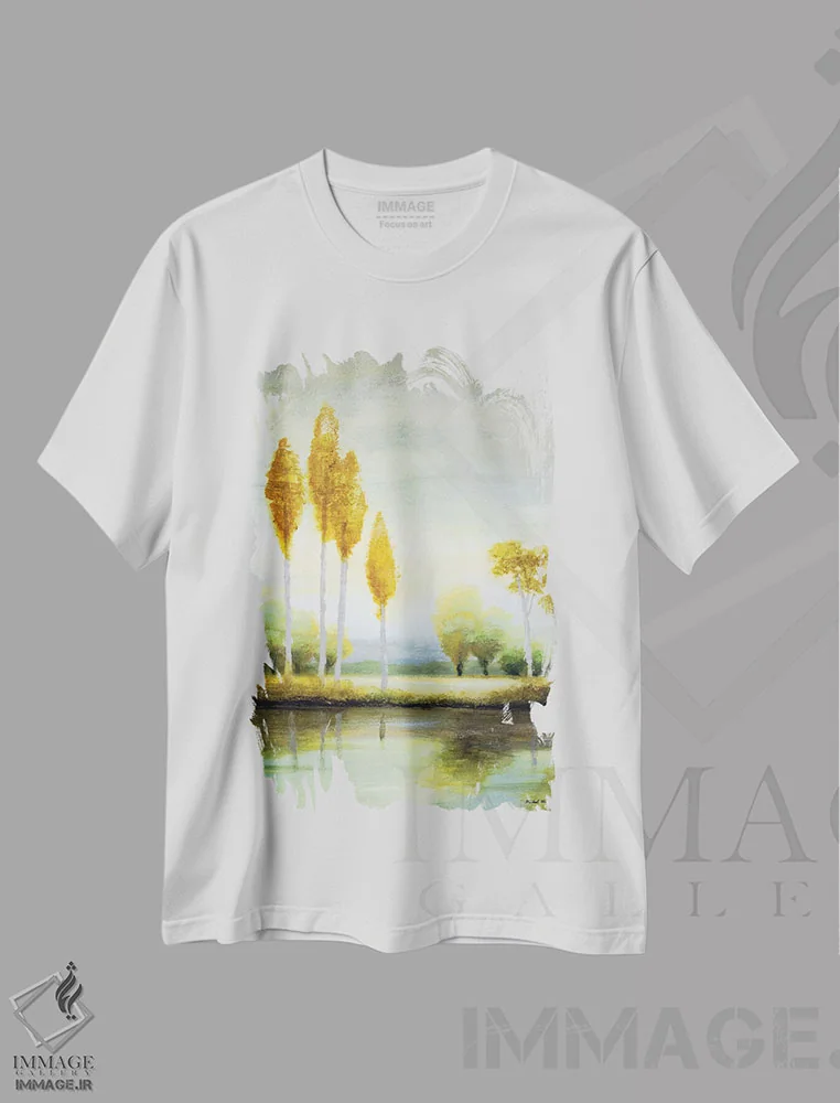 تیشرت سفید طرح دار – تیشرت طبیعت ,"آرامش سپتامبر I" اثر مایکل مارکون immage.ir