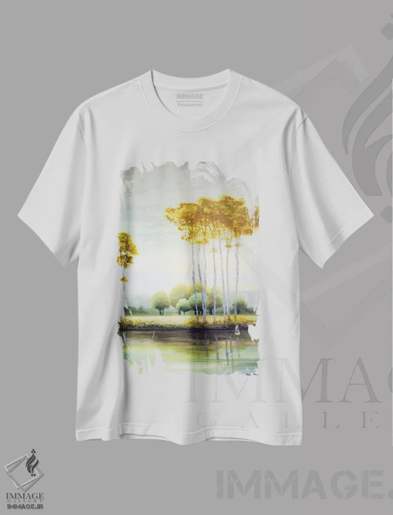 تیشرت سفید طرح دار – تیشرت طبیعت ,"آرامش سپتامبر II" اثر مایکل مارکون فروشگاه ایماژ