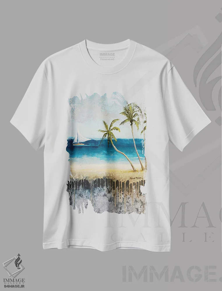 تیشرت سفید طرح دار – تیشرت طبیعت ,"رویای آتلانتیک II" اثر مایکل مارکون فروشگاه ایماژ