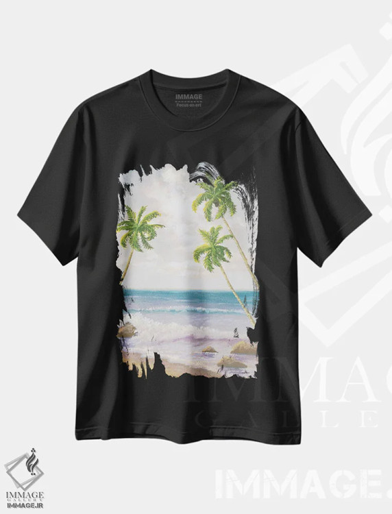 تیشرت مشکی طرح دار – تیشرت ساحلی ,"ساحل آتلانتیک II" اثر مایکل مارکون immage.ir