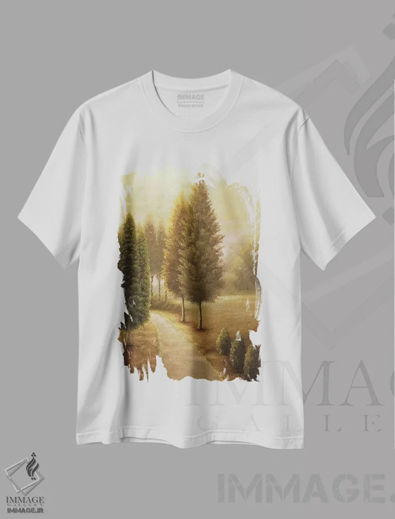 تیشرت سفید طرح دار – تیشرت طبیعت ,"آوبورن I" اثر مایکل مارکون immage.ir