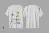 تیشرت سفید طرح دار – تیشرت ساحلی ,"ساحل آتلانتیک II" اثر مایکل مارکون فروشگاه ایماژ