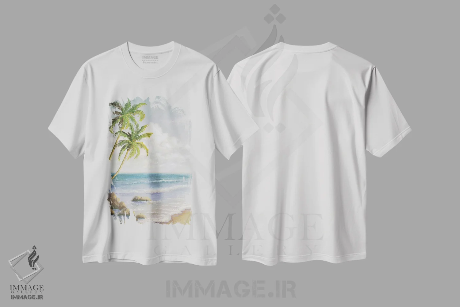تیشرت سفید طرح دار – تیشرت گرمسیری ,"ساحل آتلانتیک I" اثر مایکل مارکون immage.ir