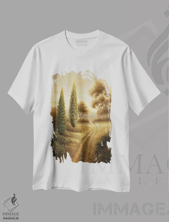 تیشرت سفید طرح دار – تیشرت طبیعت ,"آوبورن II" اثر مایکل مارکون فروشگاه ایماژ