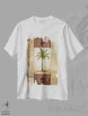 تیشرت سفید طرح دار – تیشرت استوایی ,نخل خیالی اثر مایکل مارکون فروشگاه ایماژ