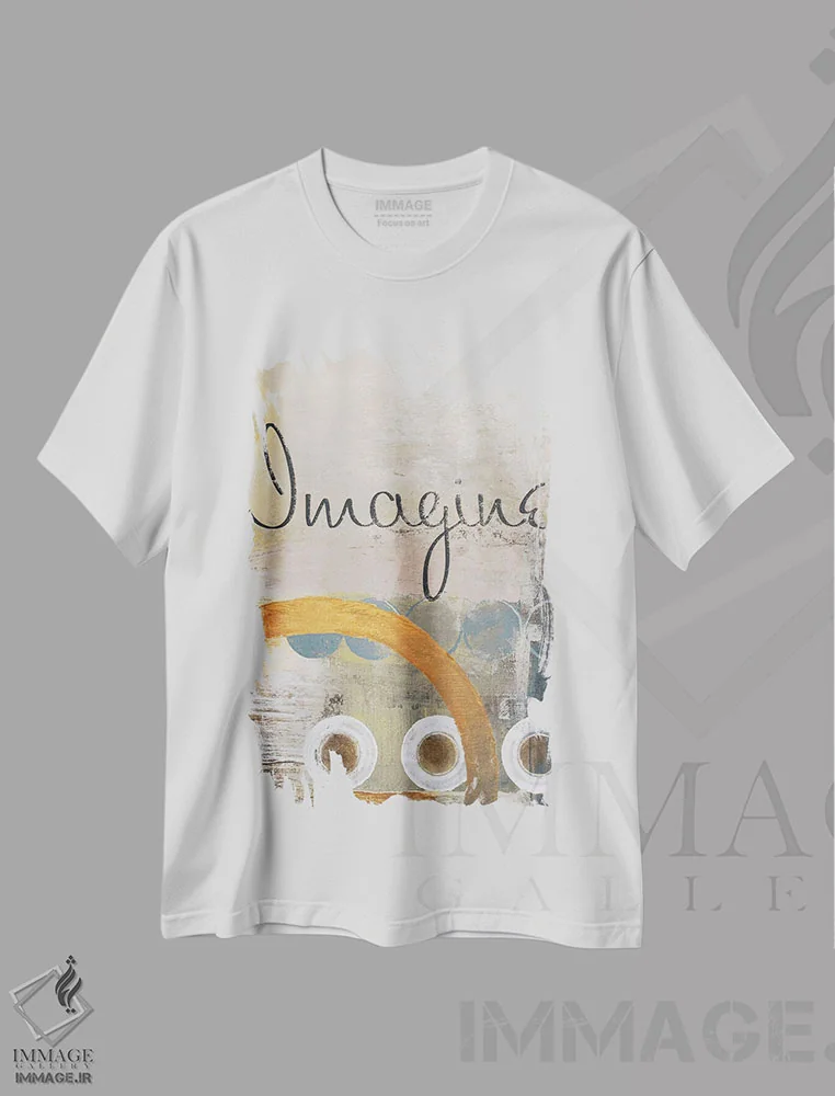 تیشرت سفید طرح دار – تیشرت تایپوگرافی ,تصور کن اثر مایکل مارکون فروشگاه ایماژ