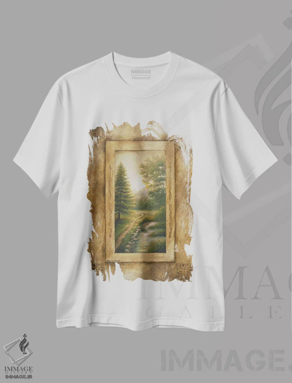 تیشرت سفید طرح دار – تیشرت طبیعت ,خاطره مارشفیلد اثر مایکل مارکون immage.ir