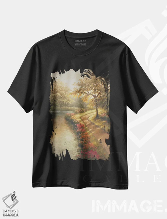 تیشرت مشکی طرح دار – تیشرت طبیعت ,نور صبحگاهی اثر مایکل مارکون فروشگاه ایماژ
