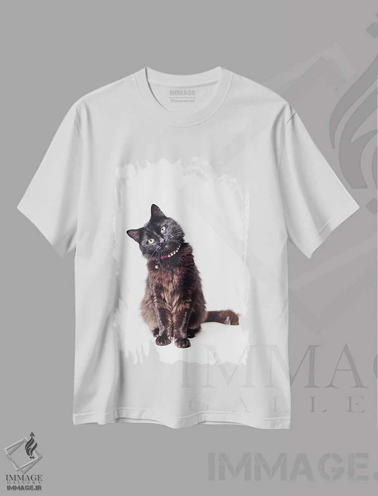 تیشرت سفید طرح دار – تیشرت گربه سیاه ,مگر می شود؟ اثر مریکا موفیت فروشگاه ایماژ