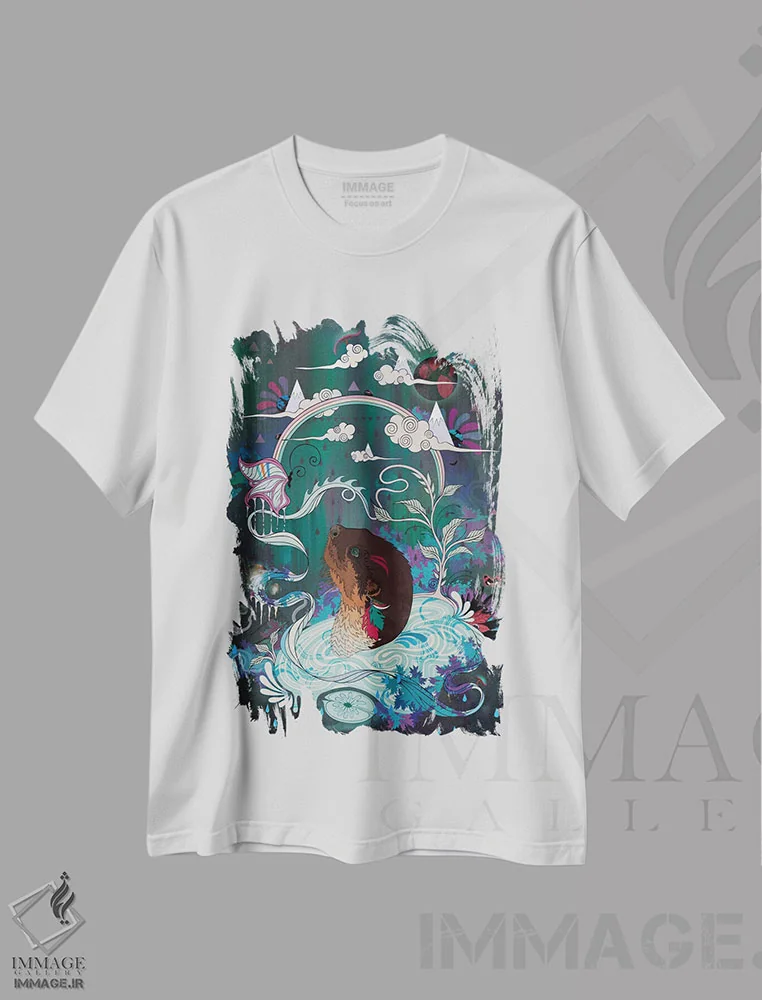 تیشرت سفید طرح دار – تیشرت هنری ,حواس پرتی ظریف اثر مت میلر فروشگاه ایماژ