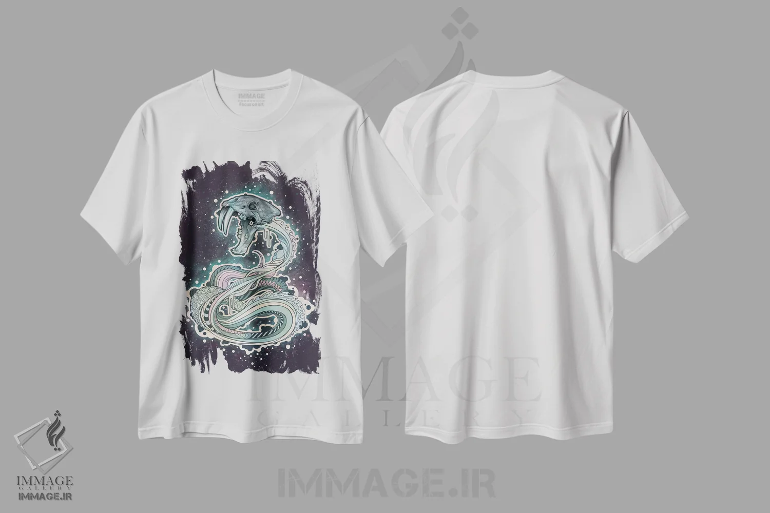 تیشرت سفید طرح دار – تیشرت فانتزی ,مار دندان خنجری اثر مت میلر immage.ir