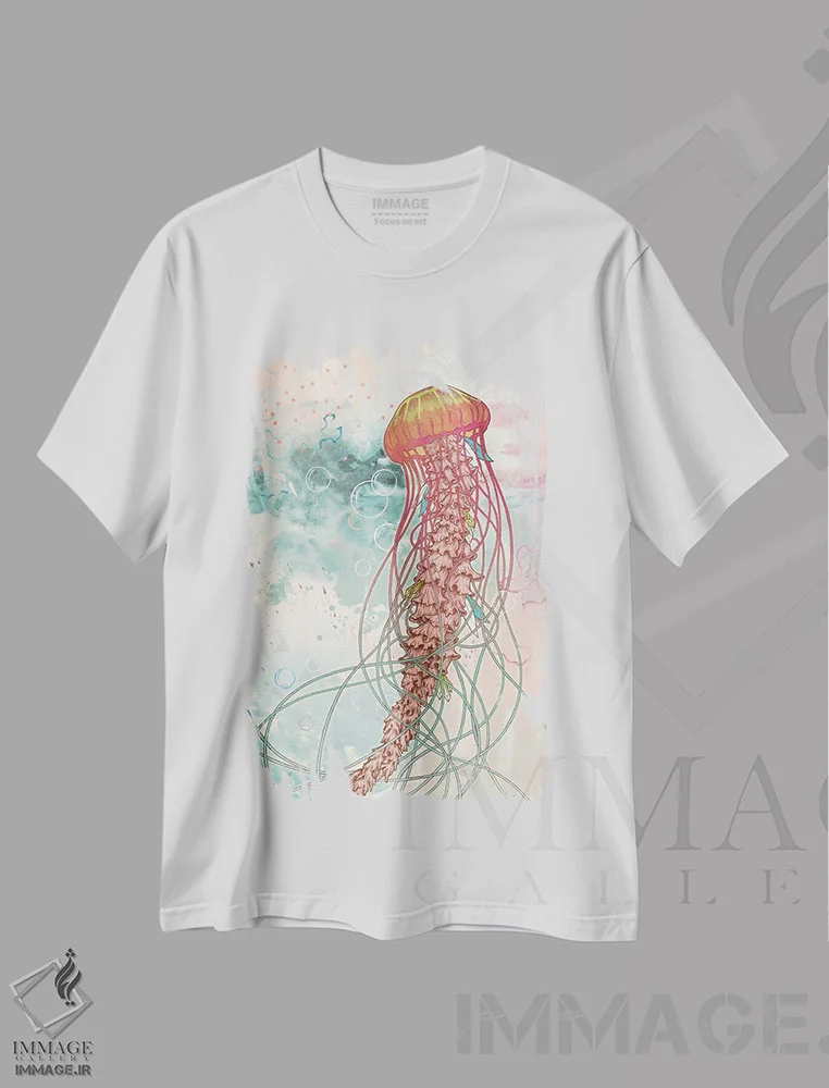 تیشرت سفید طرح دار – تیشرت طبیعت ,عروس دریایی اثر مت میلر فروشگاه ایماژ