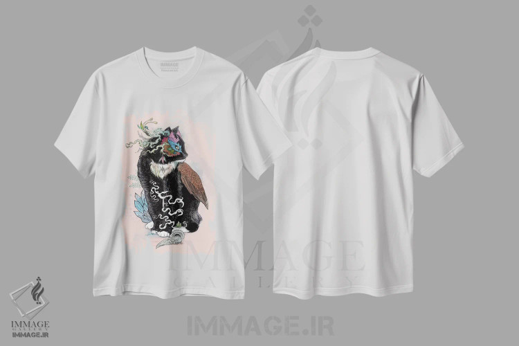 تیشرت سفید طرح دار – تیشرت هنری ,جادوی سیاه اثر مت میلر immage.ir
