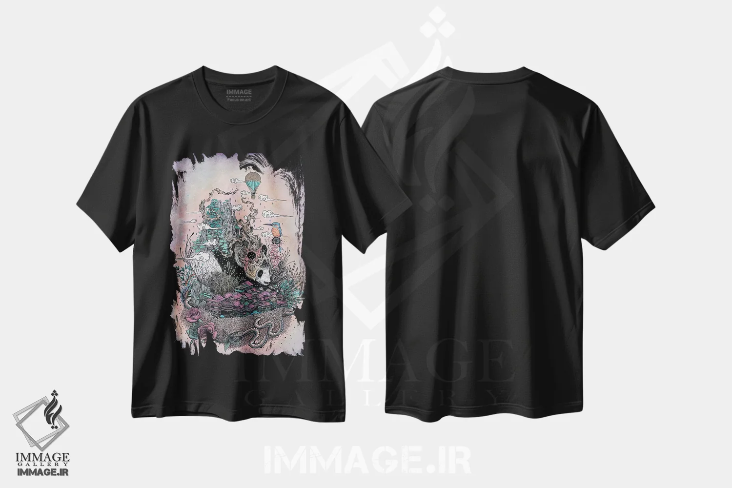 تیشرت مشکی طرح دار – تیشرت هنری ,سرزمین غول خفته رنگی اثر مت میلر فروشگاه ایماژ