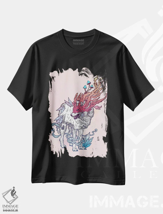تیشرت مشکی طرح دار – تیشرت حیوانات ,گرگ روحانی اثر مت میلر فروشگاه ایماژ
