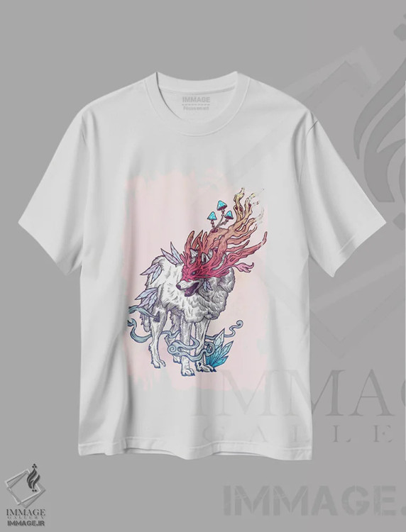 تیشرت سفید طرح دار – تیشرت حیوانات ,گرگ روحانی اثر مت میلر immage.ir