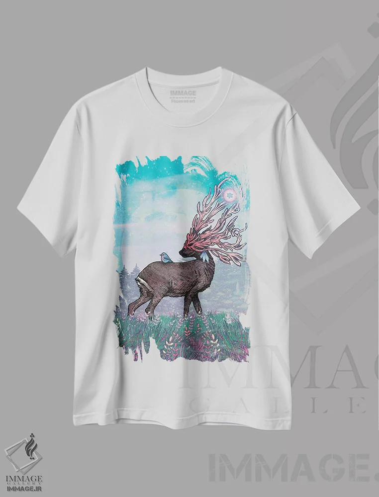 تیشرت سفید طرح دار – تیشرت طبیعت ,همراهان اثر مت میلر فروشگاه ایماژ
