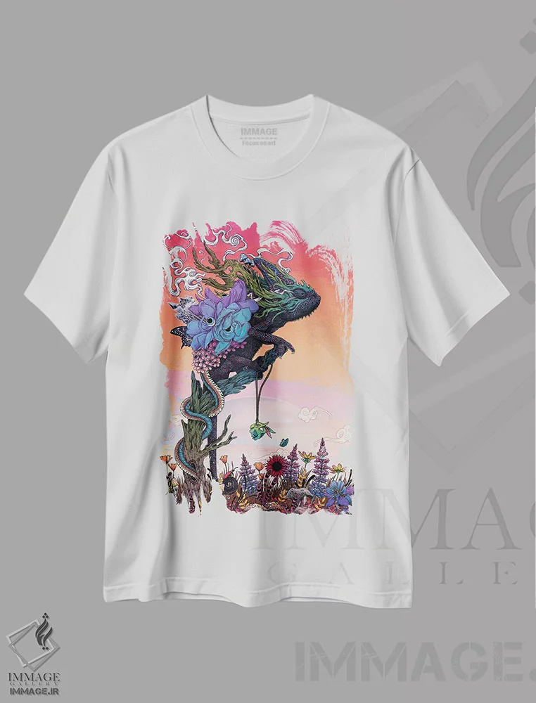 تیشرت سفید طرح دار – تیشرت هنری ,خیال پردازی اثر مت میلر فروشگاه ایماژ