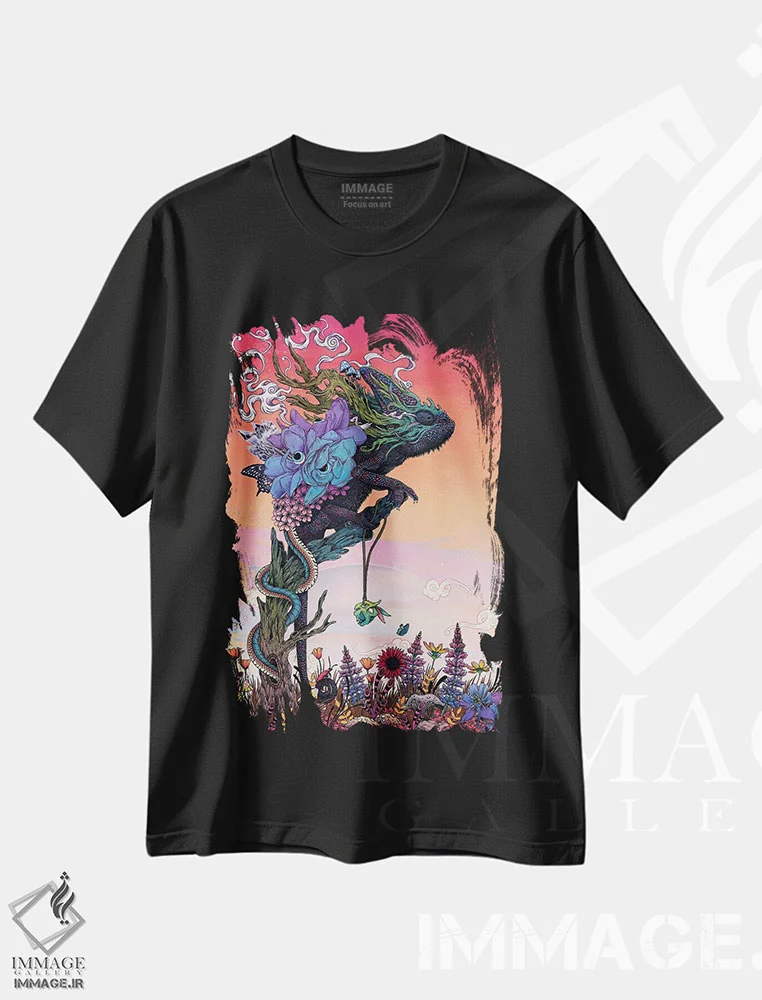 تیشرت مشکی طرح دار – تیشرت هنری ,خیال پردازی اثر مت میلر immage.ir