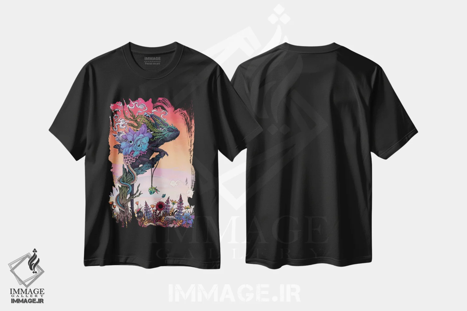 تیشرت مشکی طرح دار – تیشرت هنری ,خیال پردازی اثر مت میلر immage.ir
