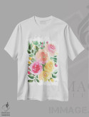 تیشرت سفید طرح دار – تیشرت گل رز ,رزا بلا آبرنگ اثر میشل موسپنس فروشگاه ایماژ
