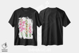 تیشرت مشکی طرح دار – تیشرت هنری ,گل گلادیولوس آبرنگ اثر میشل موسپنس immage.ir