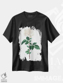 تیشرت مشکی طرح دار – تیشرت گل رز ,گل رز سفید آبرنگ اثر میشل موسپنس فروشگاه ایماژ