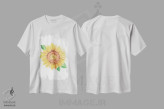 تیشرت سفید طرح دار – تیشرت گل آفتابگردان ,گل آفتابگردان آبرنگ اثر میشل موسپنس immage.ir