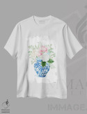 تیشرت سفید طرح دار – تیشرت هنری آبرنگ ,کوزه زنجبیلی هفتم آبرنگ اثر میشل موسپنس فروشگاه ایماژ